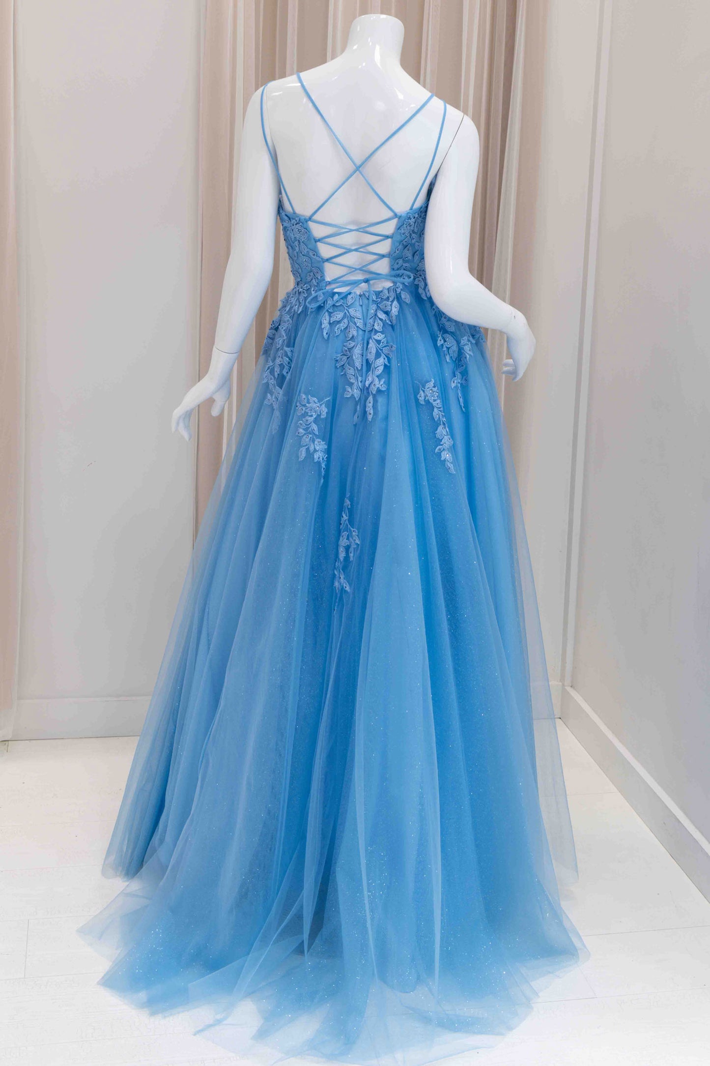 Isolda 3D Applique Ball Gown in Powder Blue
