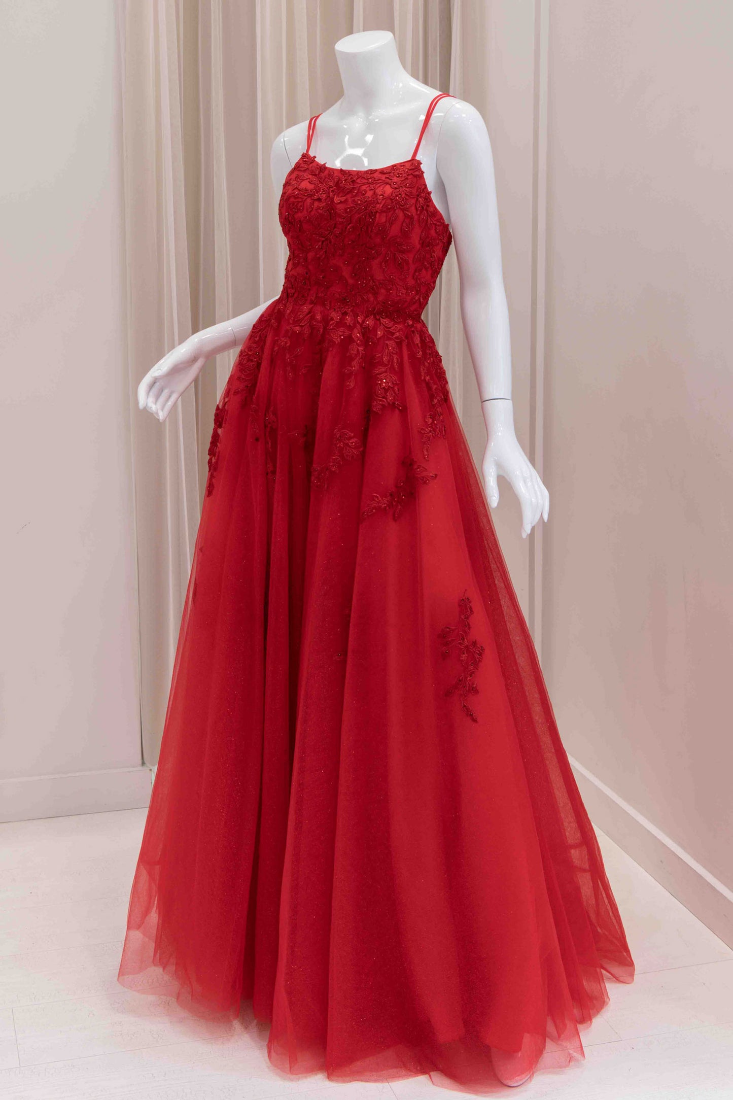 Isolda 3D Applique Ball Gown in Red