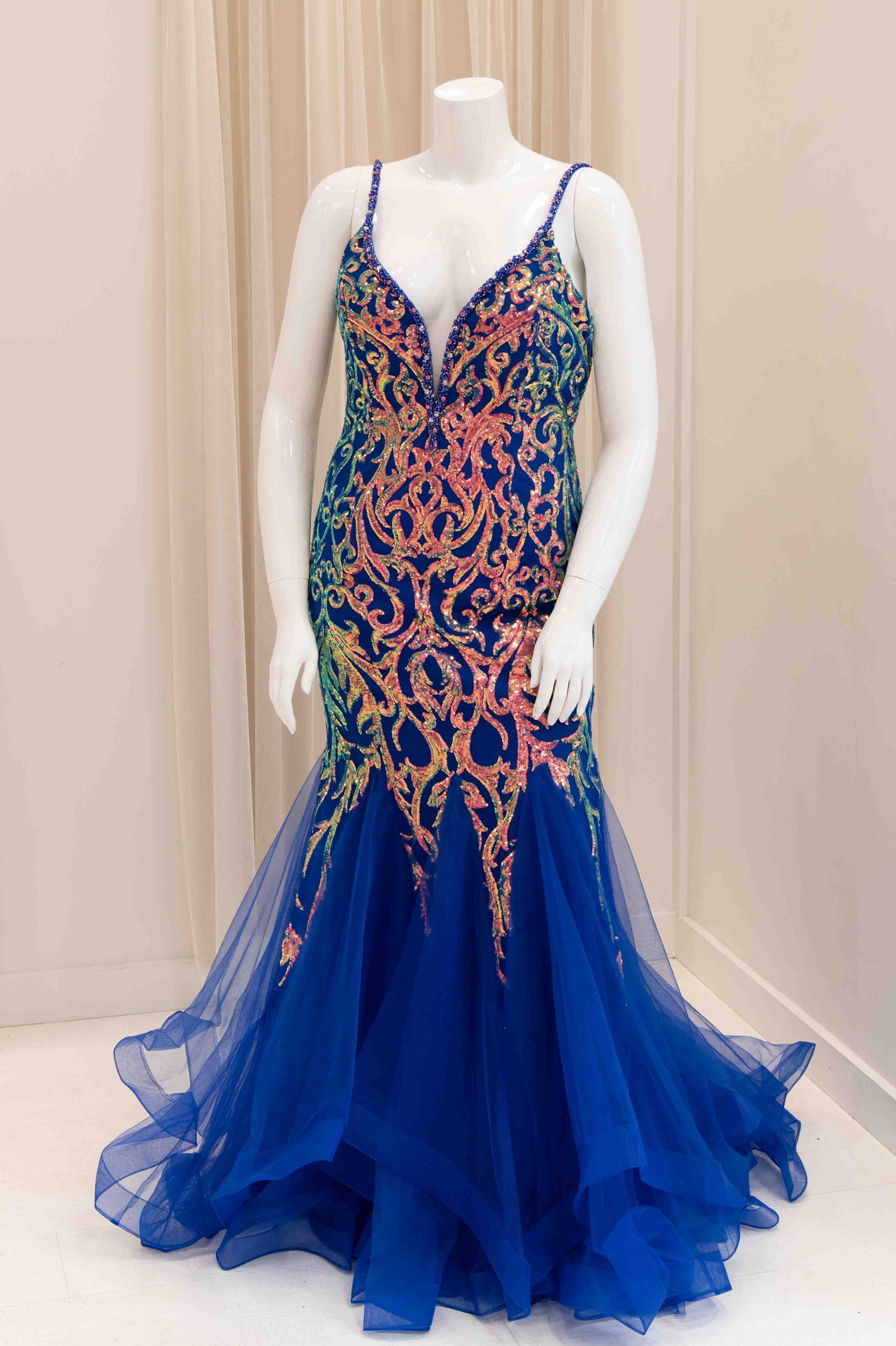 Jenelle Mermaid Evening Dress in Royal Blue
