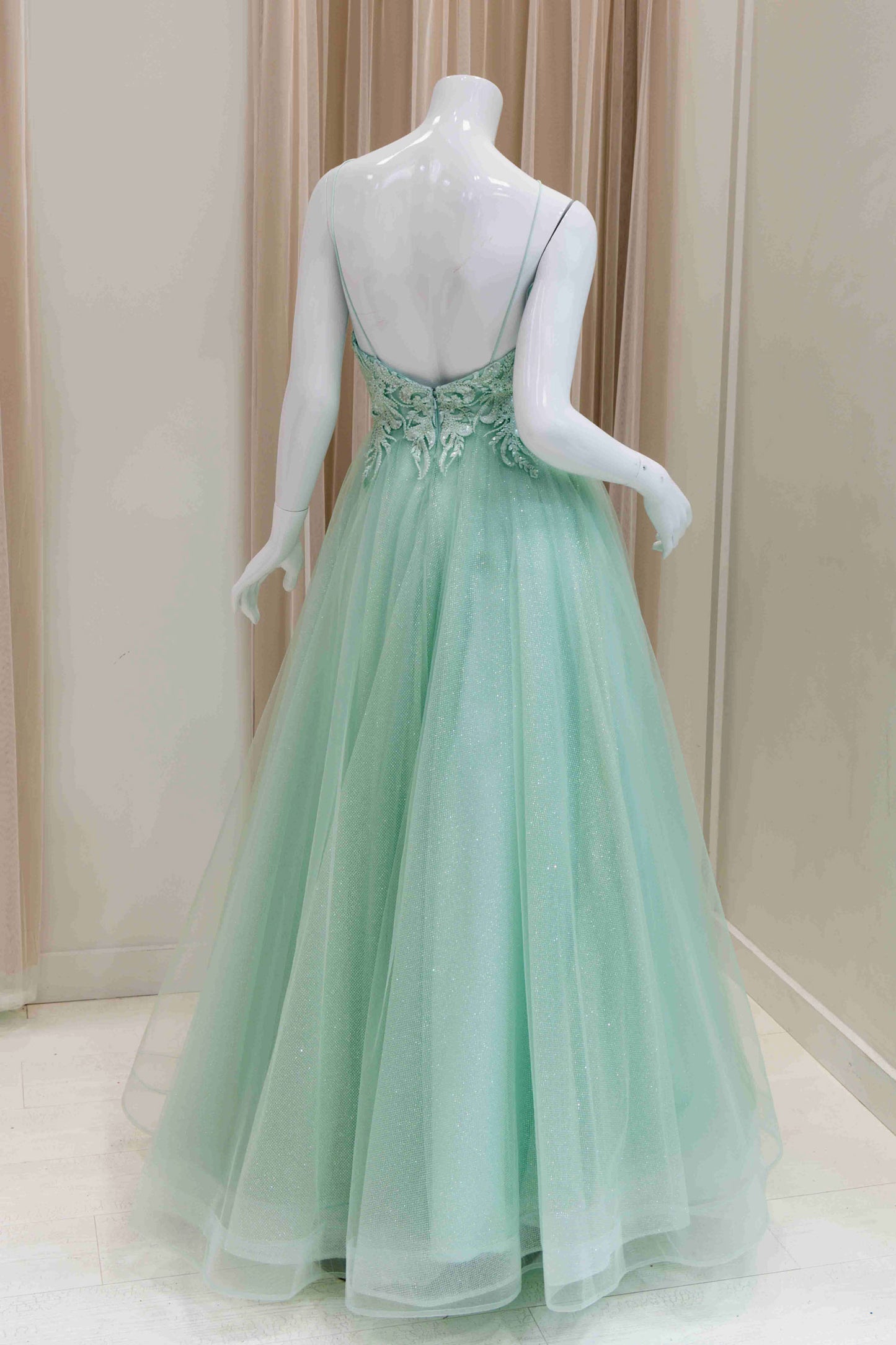 Mallory Tulle Ball Gown in Mint Green