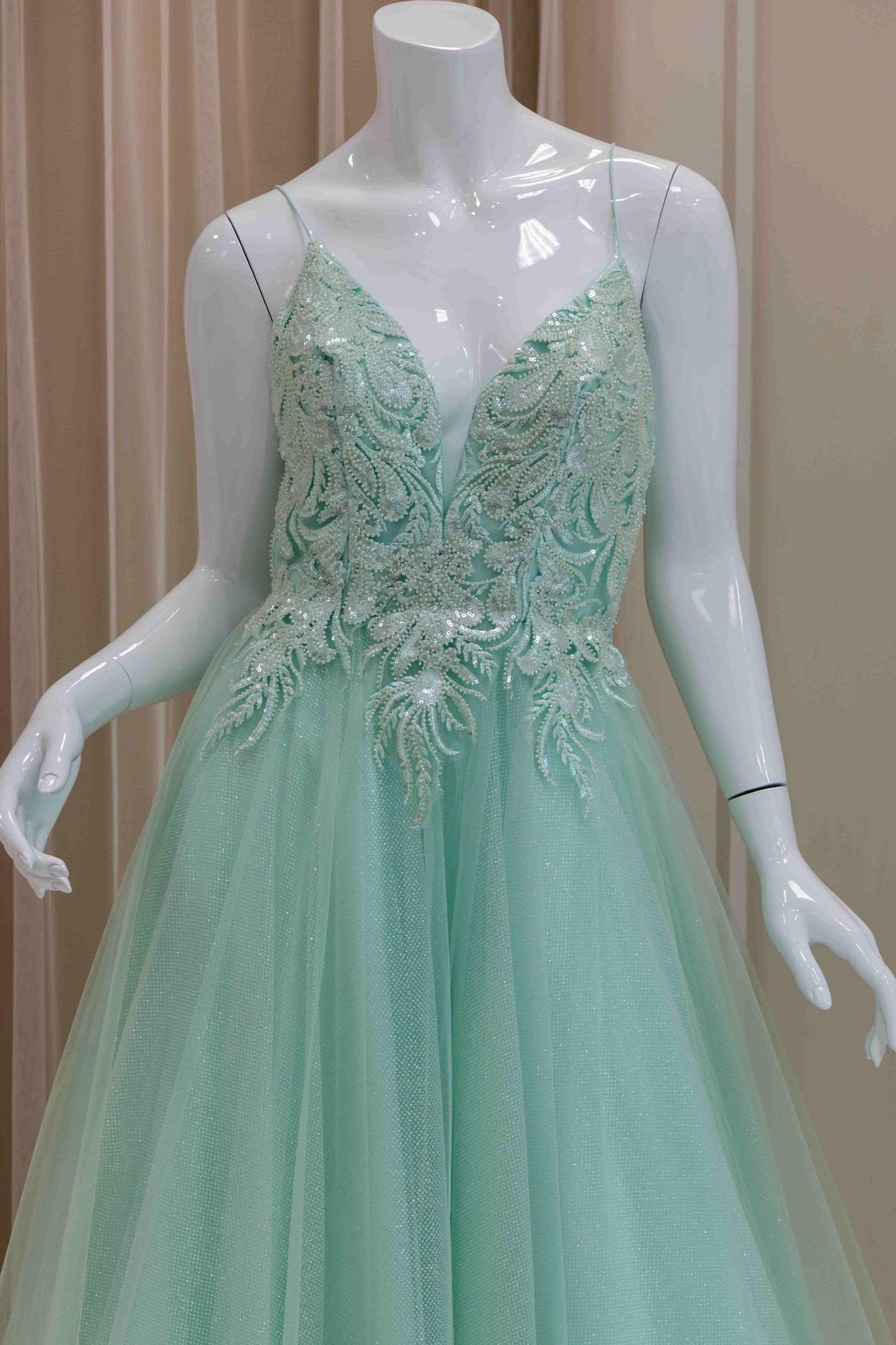 Mallory Tulle Ball Gown in Mint Green
