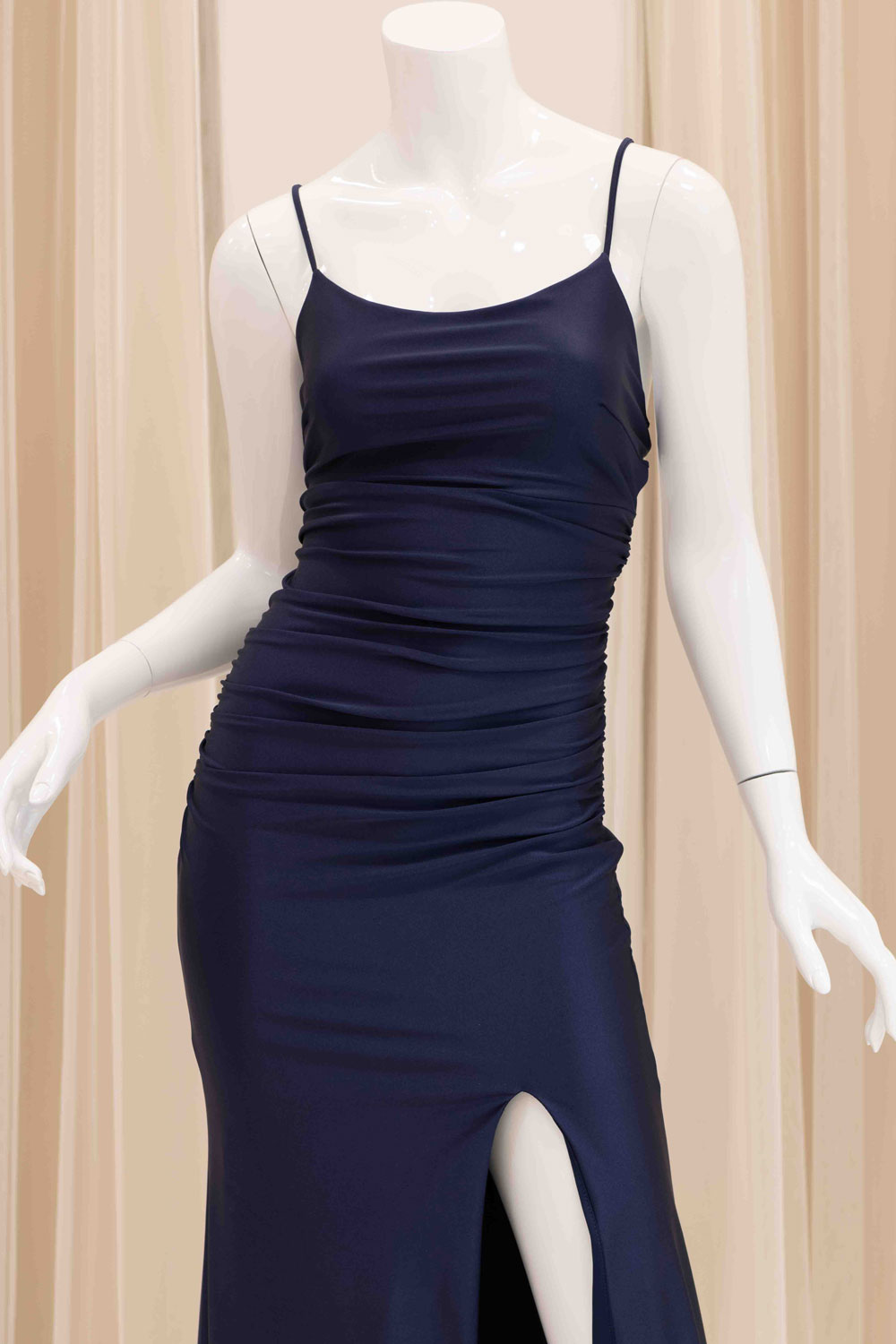 Mariana Ruched Evening Dress in Navy Blue
