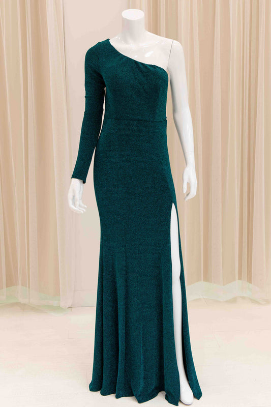 Marlie One Shoulder Evening Dress in Green