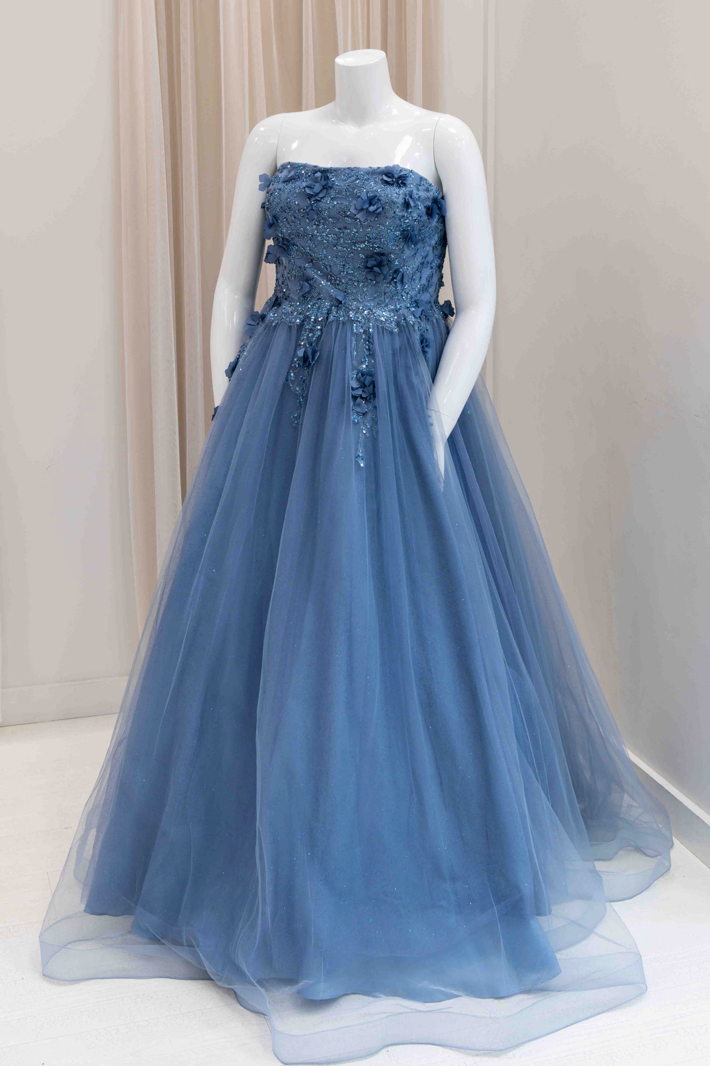 Meilani Glitter Ball Gown in Slate Blue