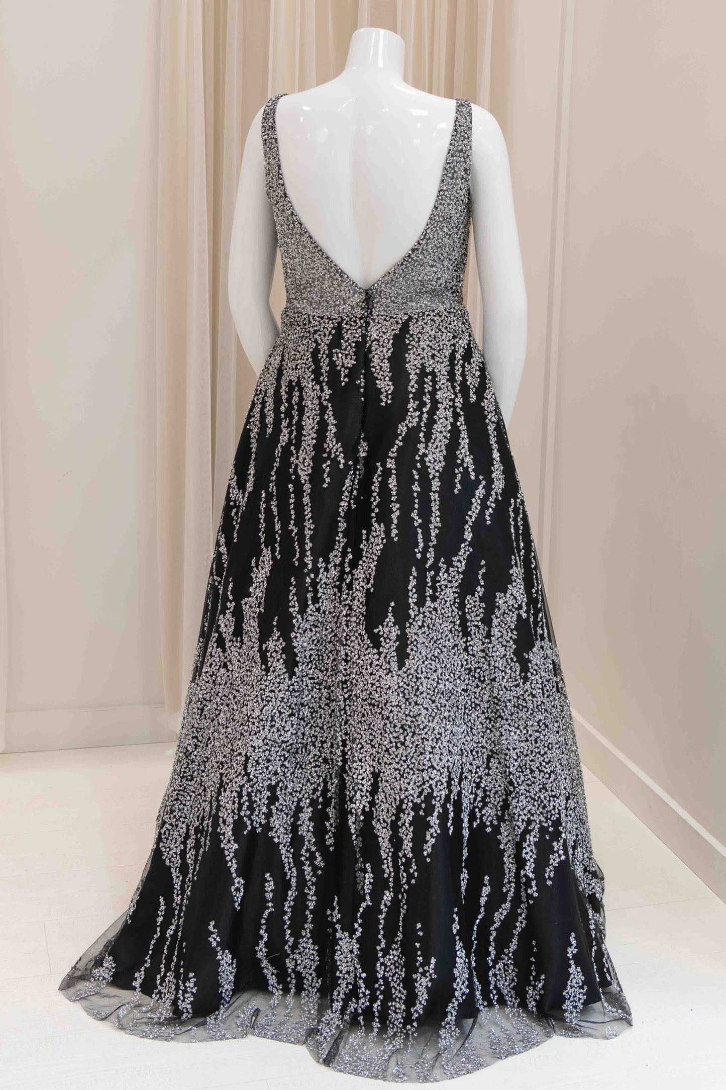 Melina Sequin Ball Gown in Black