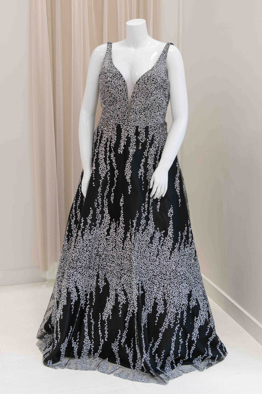 Melina Sequin Ball Gown in Black