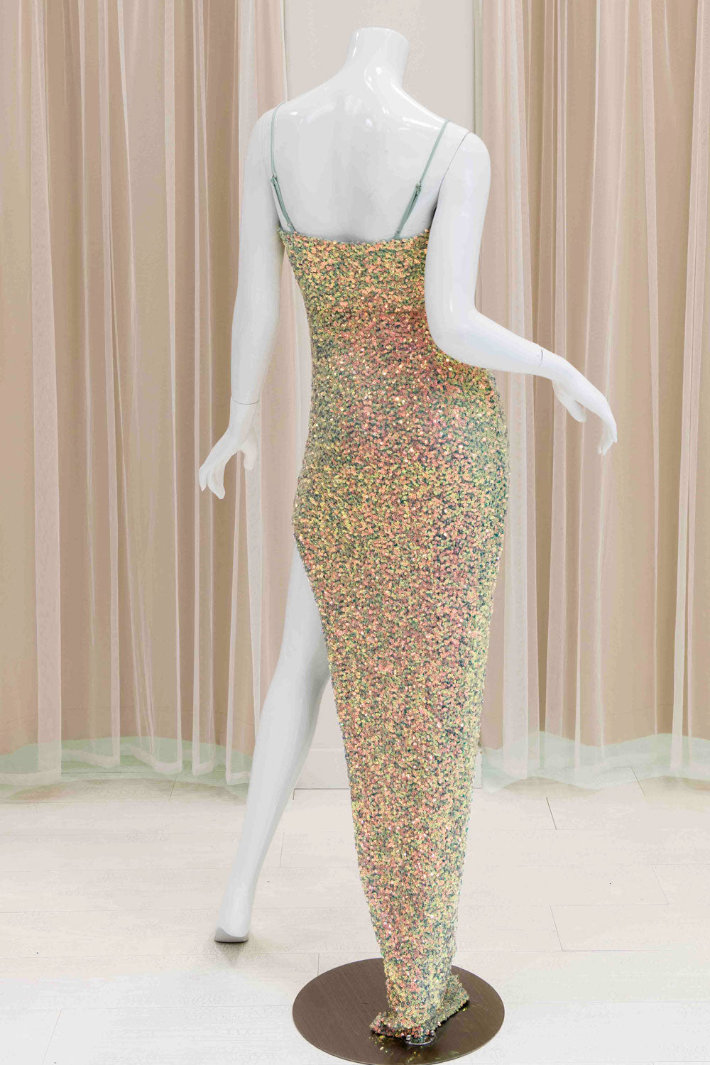 Milani Sequin Evening Dress in Sage Green