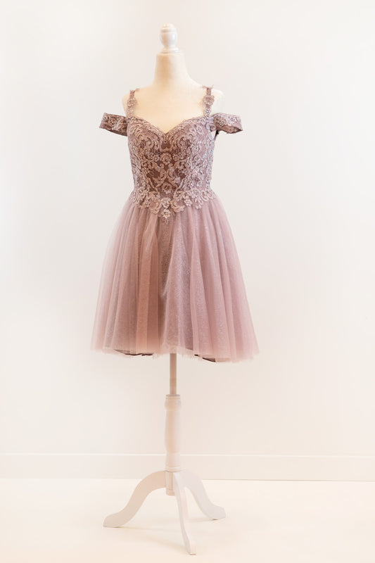 Quinn Fit and Flare Dress in Dusty Lavender