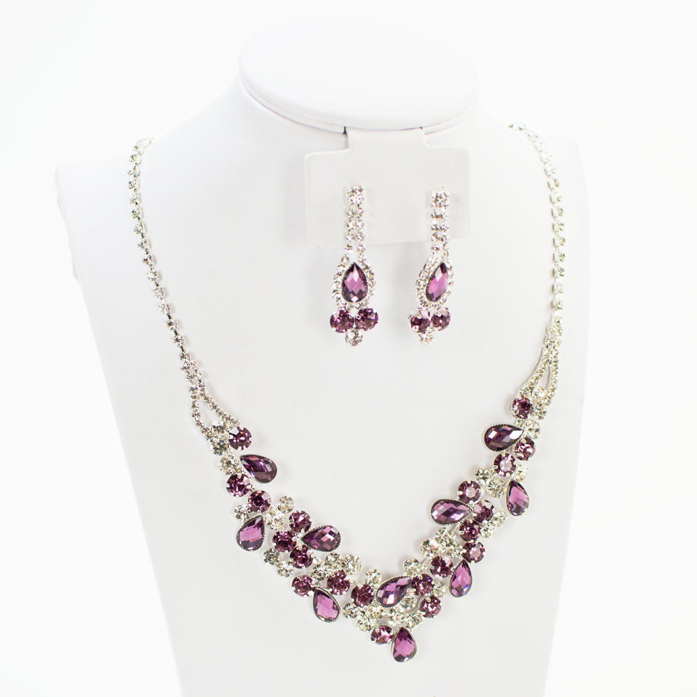 Lilac Crystal Necklace Set