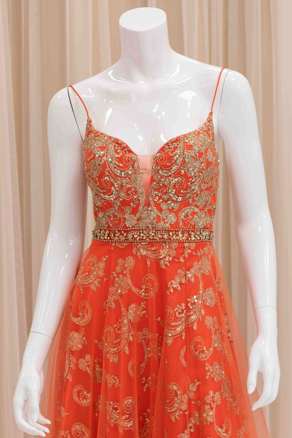 Riya Glitter Ball Gown in Orange