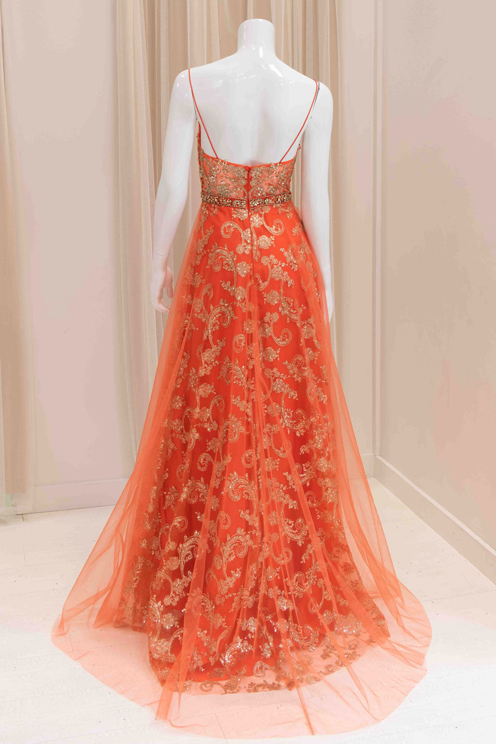 Riya Glitter Ball Gown in Orange