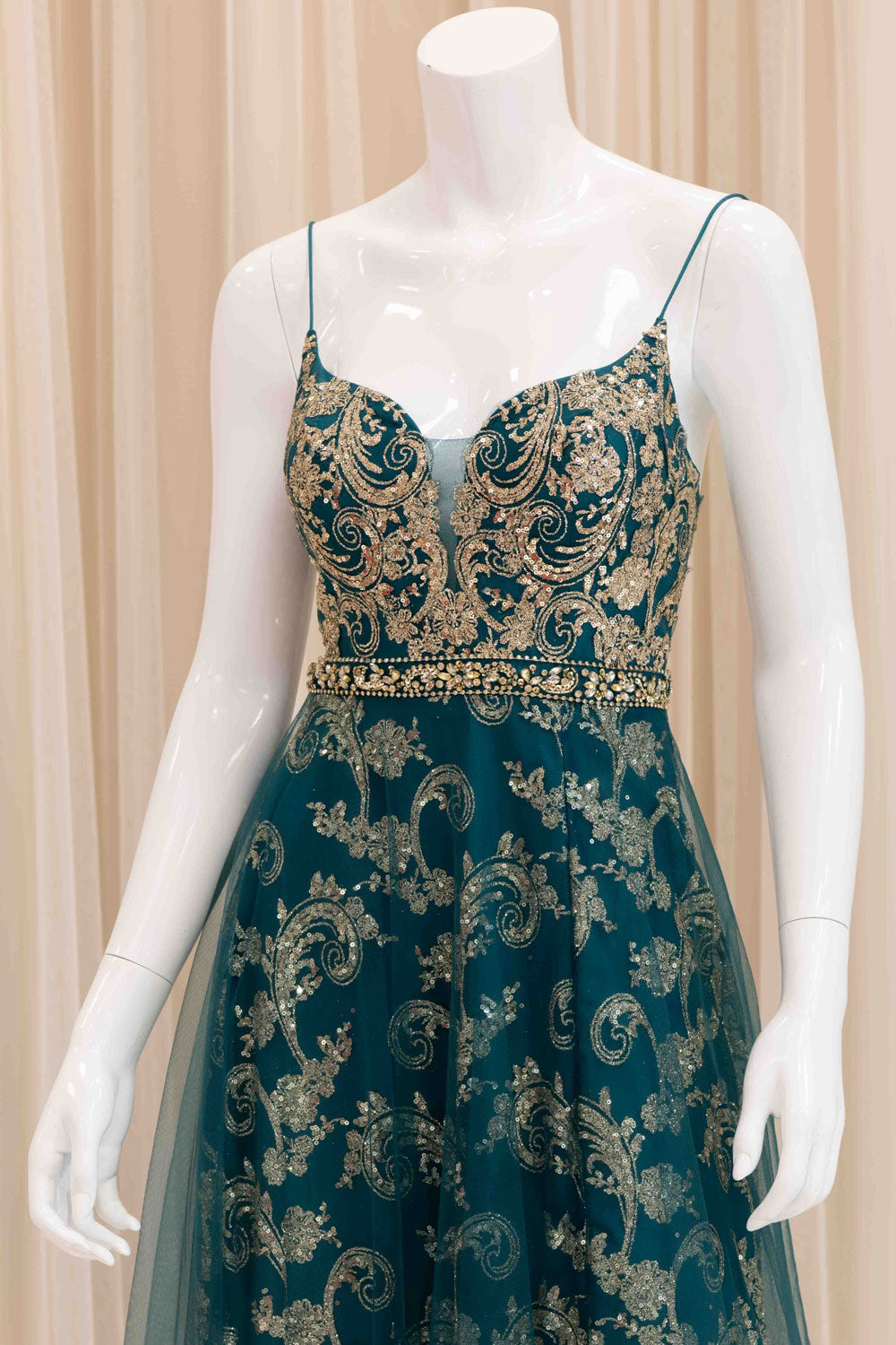 Riya Glitter Ball Gown in Green