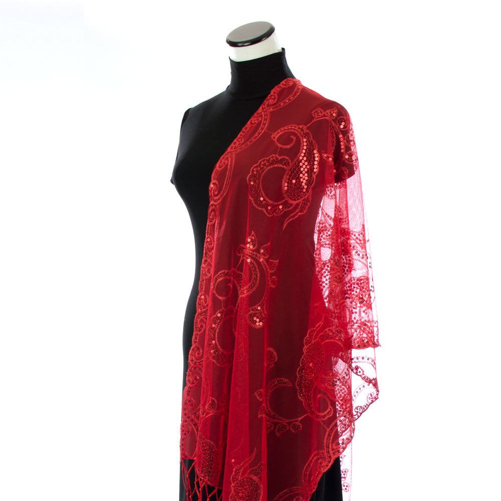 Scarlet Red Sequin Shawl for Prom Dress