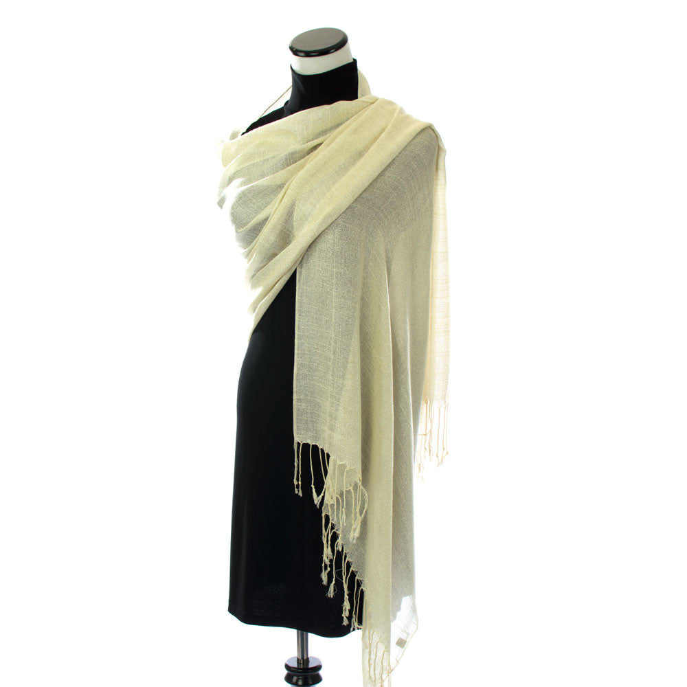 Ivory Shawl with Silver Shimmer