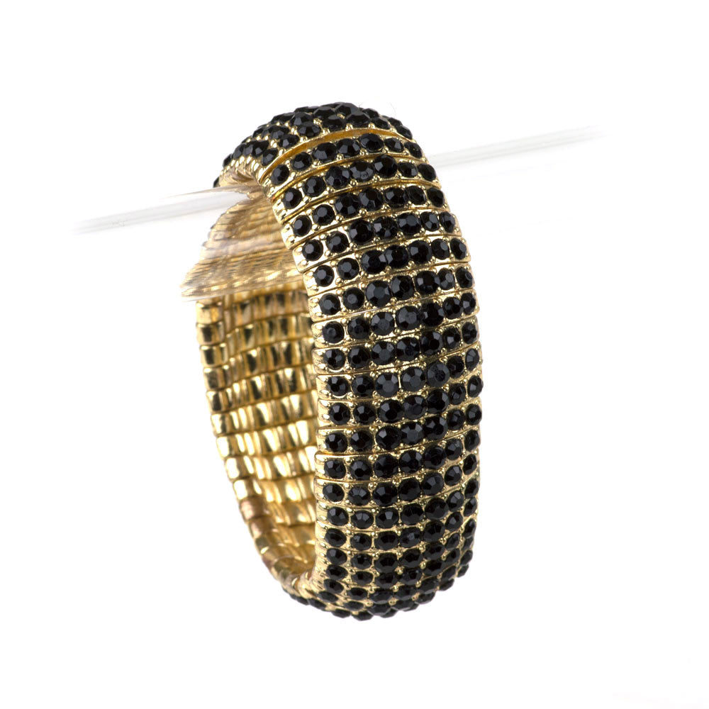 Black and Gold Crystal Bracelet for Prom