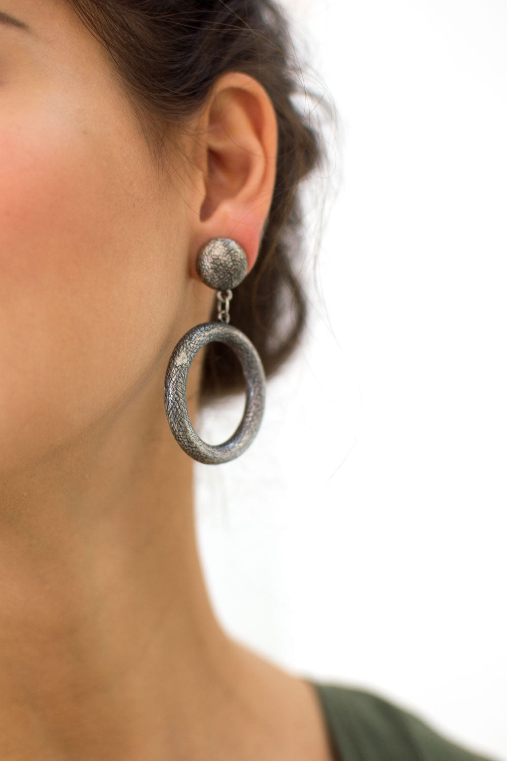 Edgy Etched Circle Earrings