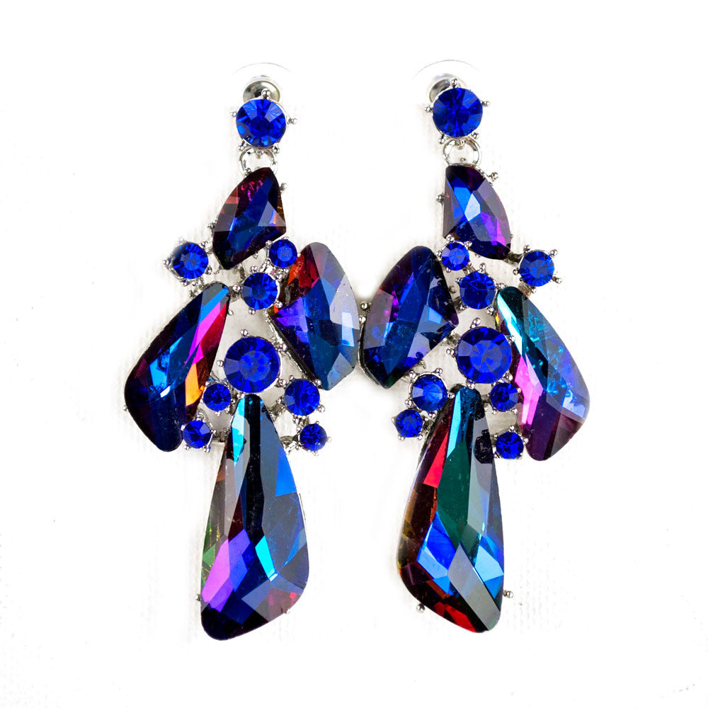 Large Blue Crystal Earrings