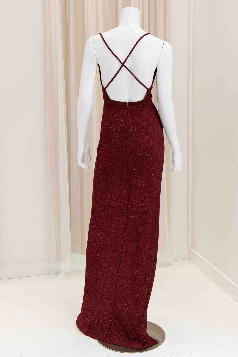 Sarina Glitter Evening Gown in Burgundy