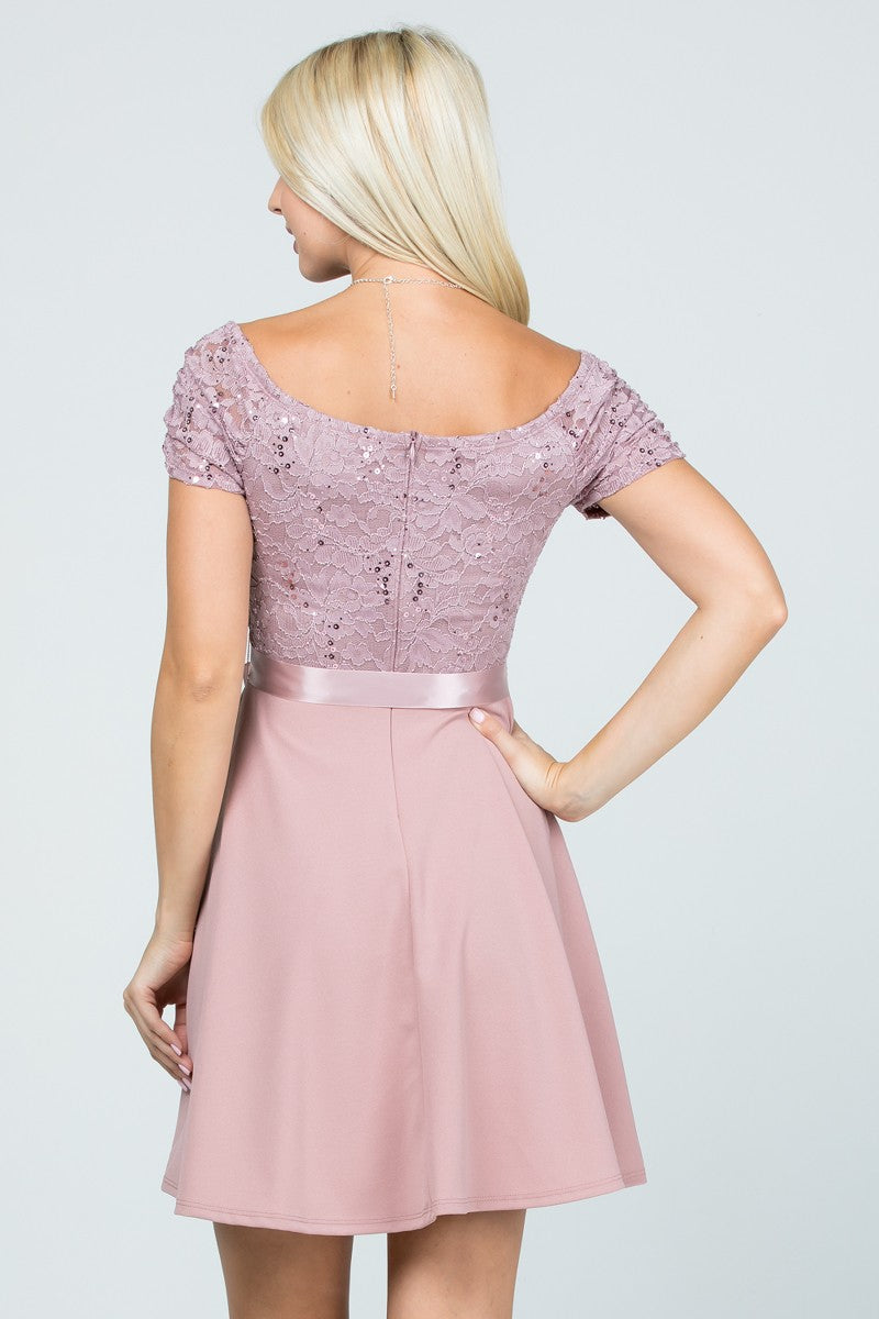Juliette Fit and Flare Dress in Dusty Rose