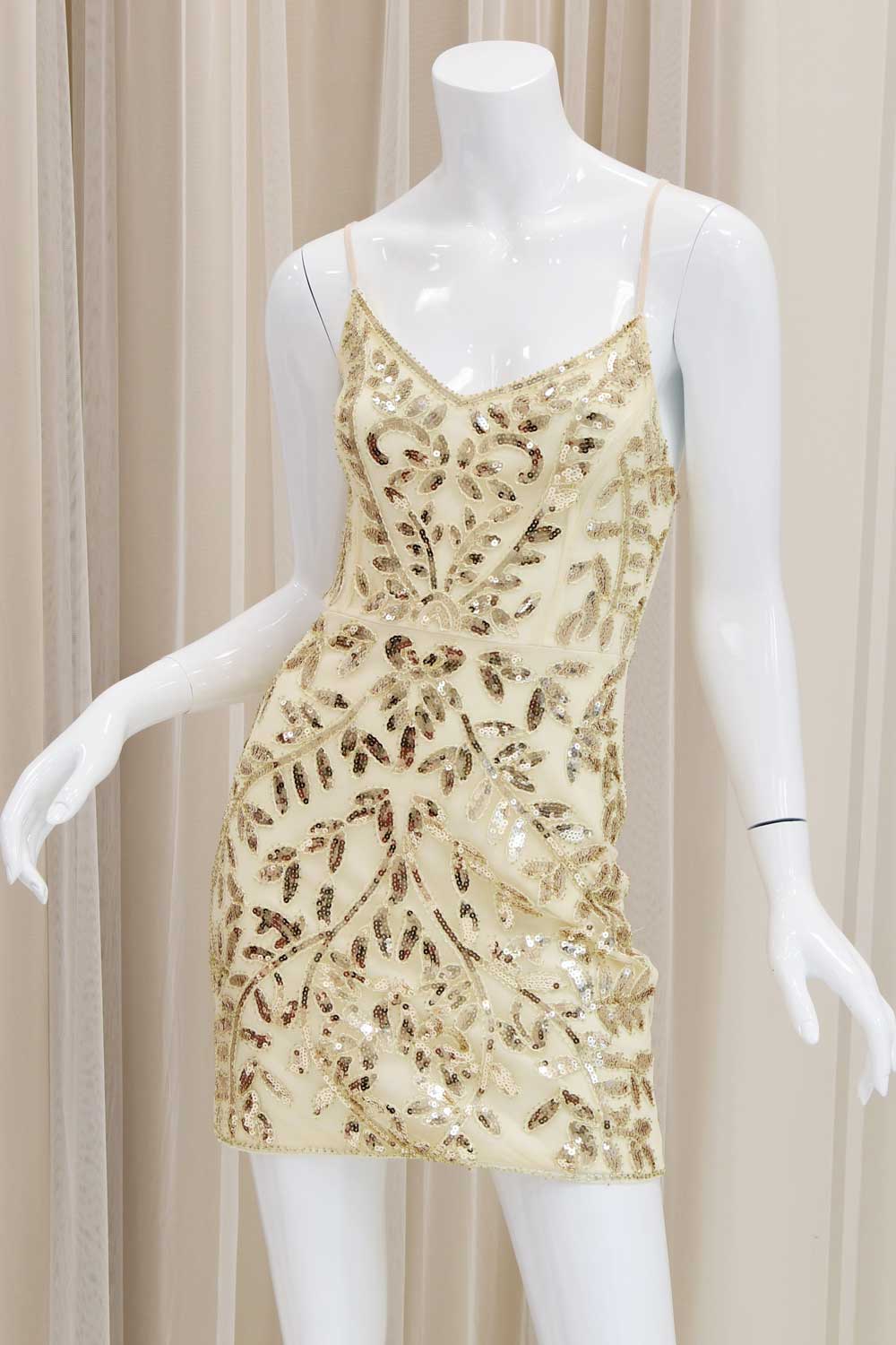 Bianca Sequin Tie Back Mini Dress in Gold